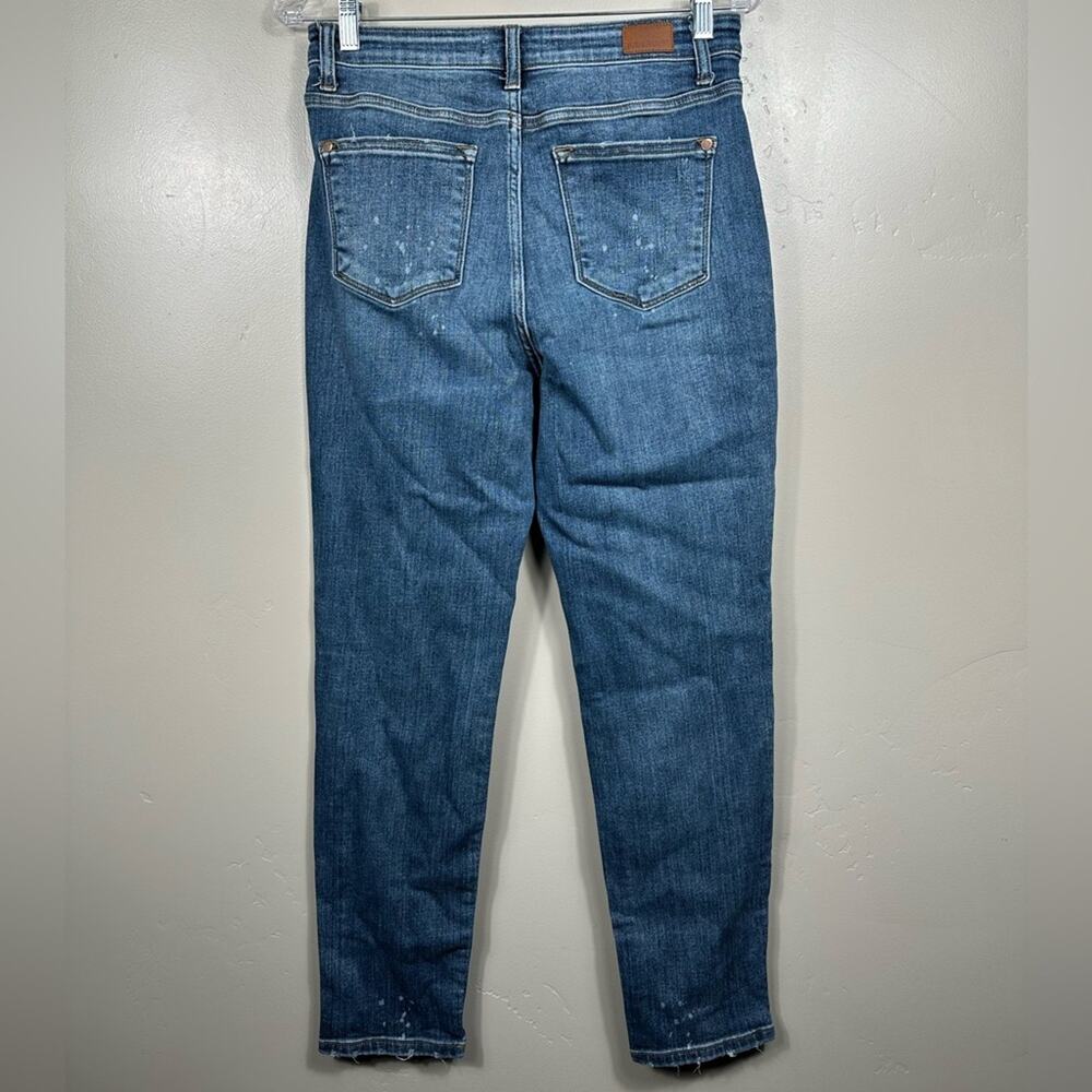 JUDY BLUE LANDER HIGH WAIST BLEACH SPLASH BOYFRIEND REGULAR JEANS SIZE 7 / 28 - Picture 4 of 7